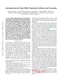 Journaling Data for Daily PHQ-2 Depression Prediction and Forecasting