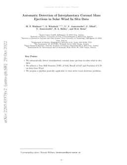 Automatic Detection of Interplanetary Coronal Mass Ejections in Solar
  Wind In Situ Data