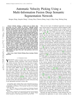 Automatic Velocity Picking Using a Multi-Information Fusion Deep
  Semantic Segmentation Network