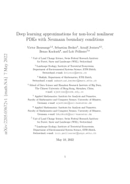 Deep learning approximations for non-local nonlinear PDEs with Neumann
  boundary conditions