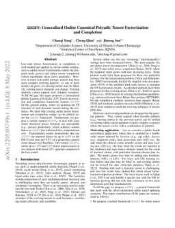 GOCPT: Generalized Online Canonical Polyadic Tensor Factorization and
  Completion