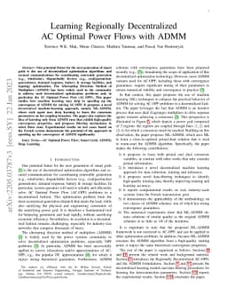 Learning Regionally Decentralized AC Optimal Power Flows with ADMM
