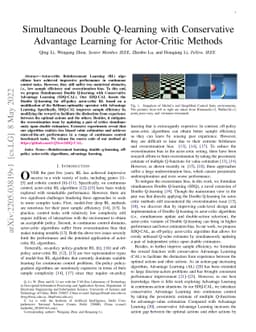 Simultaneous Double Q-learning with Conservative Advantage Learning for
  Actor-Critic Methods