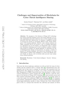 Challenges and Opportunities of Blockchain for Cyber Threat Intelligence
  Sharing