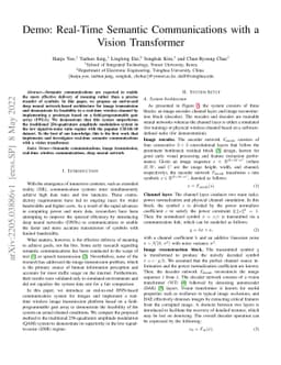 Demo: Real-Time Semantic Communications with a Vision Transformer