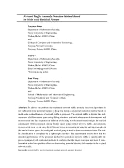 Network Traffic Anomaly Detection Method Based on Multi scale Residual
  Feature