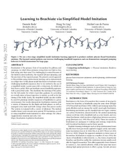 Learning to Brachiate via Simplified Model Imitation