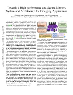 Towards a High-performance and Secure Memory System and Architecture for
  Emerging Applications