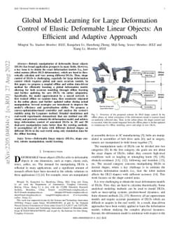 Global Model Learning for Large Deformation Control of Elastic
  Deformable Linear Objects: An Efficient and Adaptive Approach