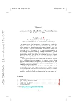 Approaches to the classification of complex systems: Words, texts, and
  more