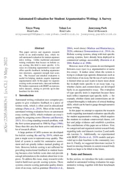 Automated Evaluation for Student Argumentative Writing: A Survey