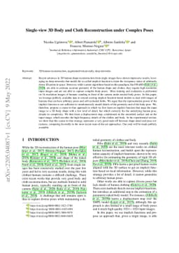 Single-view 3D Body and Cloth Reconstruction under Complex Poses