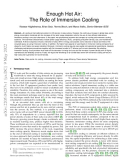 Enough Hot Air: The Role of Immersion Cooling