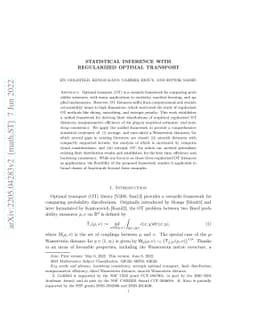 Statistical inference with regularized optimal transport