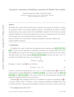 Asymptotic comparison of identifying constraints for Bradley-Terry
  models