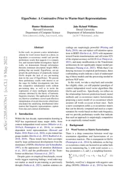 EigenNoise: A Contrastive Prior to Warm-Start Representations