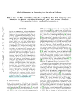Model-Contrastive Learning for Backdoor Defense