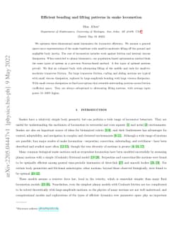 Efficient bending and lifting patterns in snake locomotion