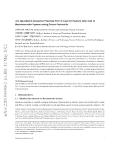 Are Quantum Computers Practical Yet? A Case for Feature Selection in
  Recommender Systems using Tensor Networks
