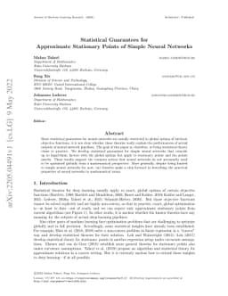 Statistical Guarantees for Approximate Stationary Points of Simple
  Neural Networks