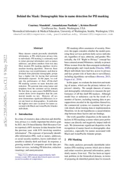 Behind the Mask: Demographic bias in name detection for PII masking