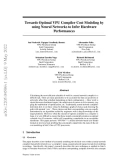 Towards Optimal VPU Compiler Cost Modeling by using Neural Networks to
  Infer Hardware Performances