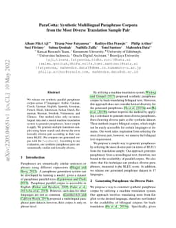 ParaCotta: Synthetic Multilingual Paraphrase Corpora from the Most
  Diverse Translation Sample Pair