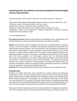 Improving genetic risk prediction across diverse population by
  disentangling ancestry representations