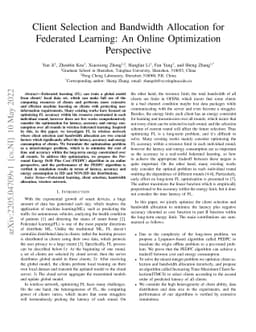 Client Selection and Bandwidth Allocation for Federated Learning: An
  Online Optimization Perspective