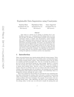 Explainable Data Imputation using Constraints