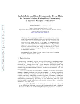 Probabilistic and Non-Deterministic Event Data in Process Mining:
  Embedding Uncertainty in Process Analysis Techniques