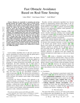 Fast Obstacle Avoidance Based on Real-Time Sensing