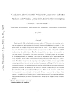 Confidence Intervals for the Number of Components in Factor Analysis and
  Principal Components Analysis via Subsampling