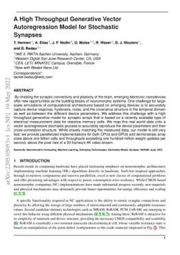 A High Throughput Generative Vector Autoregression Model for Stochastic
  Synapses