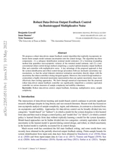 Robust Data-Driven Output Feedback Control via Bootstrapped
  Multiplicative Noise