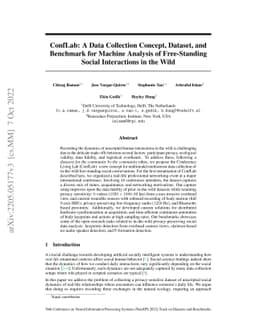 ConfLab: A Data Collection Concept, Dataset, and Benchmark for Machine
  Analysis of Free-Standing Social Interactions in the Wild