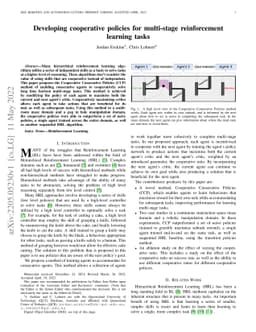 Developing cooperative policies for multi-stage reinforcement learning
  tasks