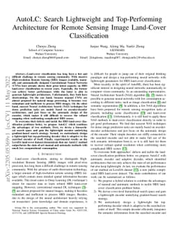 AutoLC: Search Lightweight and Top-Performing Architecture for Remote
  Sensing Image Land-Cover Classification
