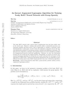 An Inexact Augmented Lagrangian Algorithm for Training Leaky ReLU Neural
  Network with Group Sparsity