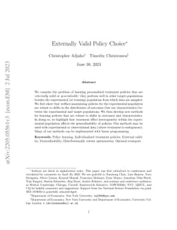 Externally Valid Policy Choice