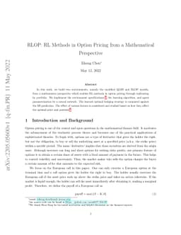 RLOP: RL Methods in Option Pricing from a Mathematical Perspective