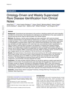 Ontology-Driven and Weakly Supervised Rare Disease Identification from
  Clinical Notes