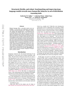 Structured, flexible, and robust: benchmarking and improving large
  language models towards more human-like behavior in out-of-distribution
  reasoning tasks