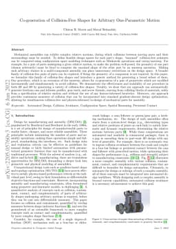 Co-generation of Collision-Free Shapes for Arbitrary One-Parametric
  Motion