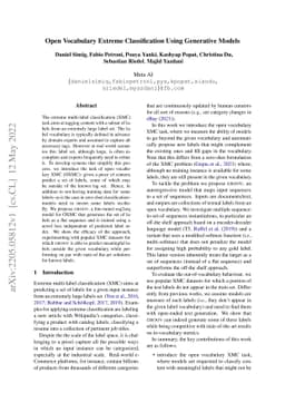 Open Vocabulary Extreme Classification Using Generative Models