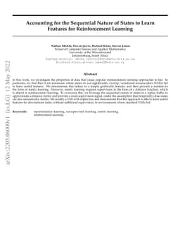 Accounting for the Sequential Nature of States to Learn Features for
  Reinforcement Learning