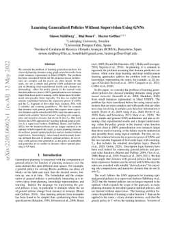 Learning Generalized Policies Without Supervision Using GNNs