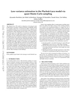 Low-variance estimation in the Plackett-Luce model via quasi-Monte Carlo
  sampling
