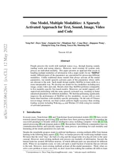 One Model, Multiple Modalities: A Sparsely Activated Approach for Text,
  Sound, Image, Video and Code