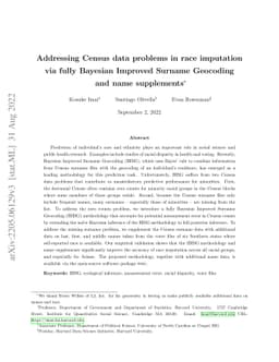 Addressing Census data problems in race imputation via fully Bayesian
  Improved Surname Geocoding and name supplements